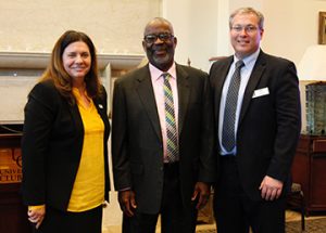 Kathryn Chval, Dean, Walter Allen, UCLA, and Matt Burns, Associate Dean for Research