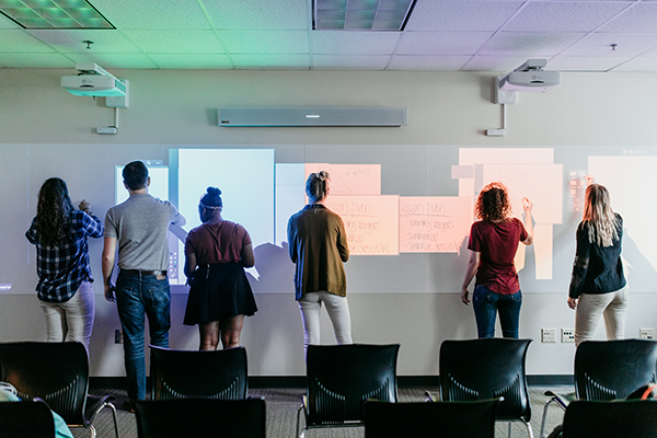 Students work in the Nureva room