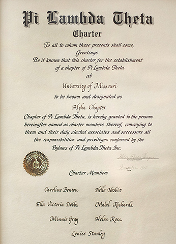 Original Pi Lambda Theta Charter, 1910.