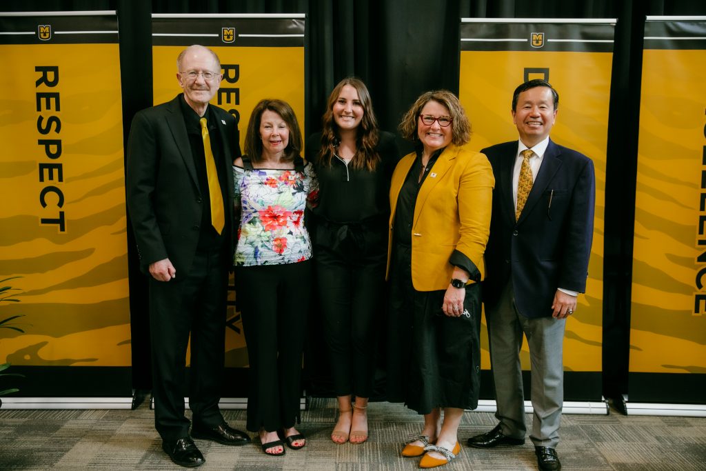 Gary and Patricia Coles, Shelby Johnson, Interim Dean Erica Lembke, and MU President Mun Choi.