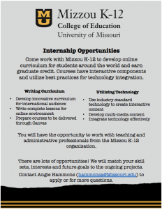 Mizzou K-12 Internship Opportunities Flyer Icon