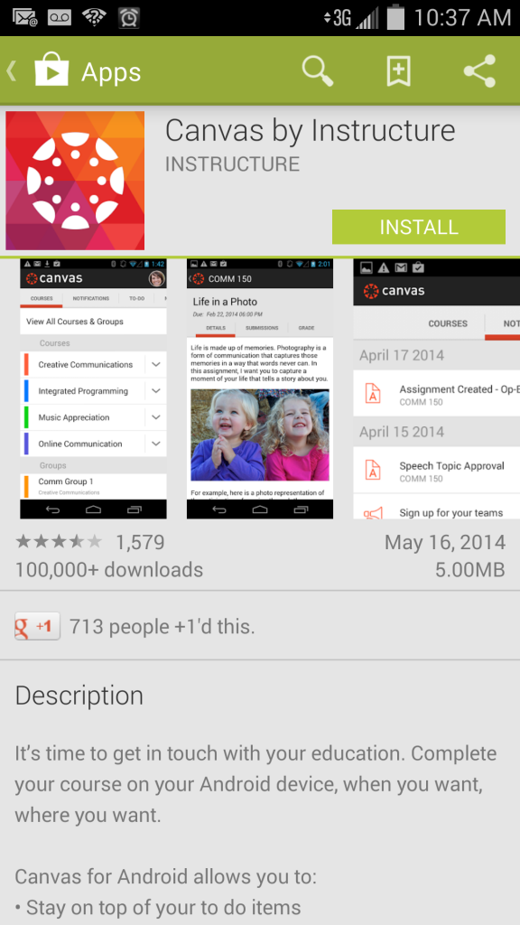 Canvas app selection android screenshot